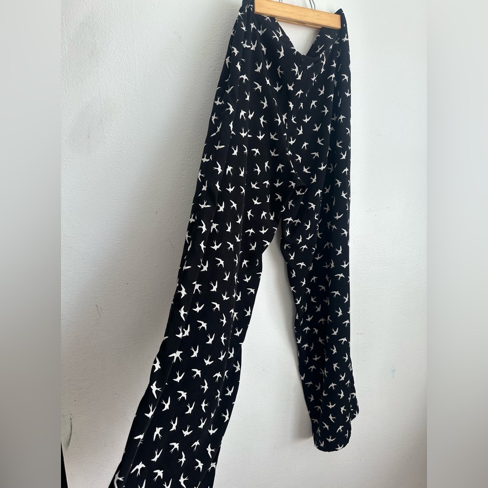 Olsenboye Black and White Bird Pattern Leggings